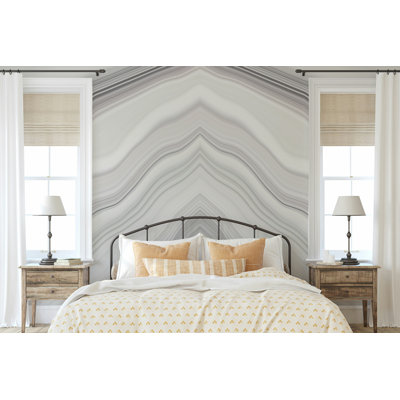 Gray White Marble Wave Striped Wallpaper
