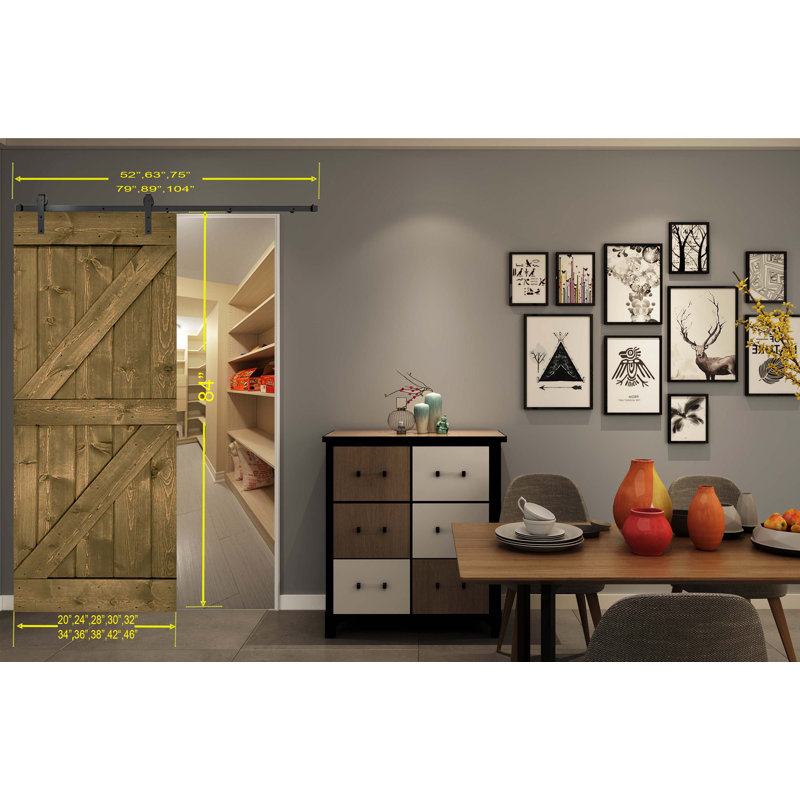 Porte de grange peinte 84 po 84 po, 30 po x 84 po, Brair fumée