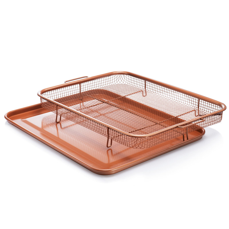 XXL Copper Nonstick Air Fryer Basket and Crisper Tray Set