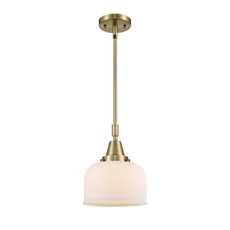 Luminaire suspendu 1 lumière à une cloche, Laiton antique, Blanc mat, H 44,12 po x l 8 po x P 8 po