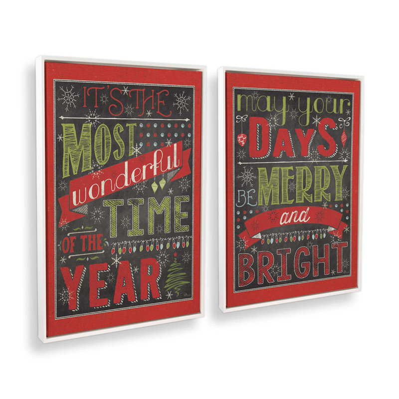 Merry and Bright Days, ensemble de 2 impressions sur toile, H 37 po x l 50 po, Impression encadrée sans passe-partout