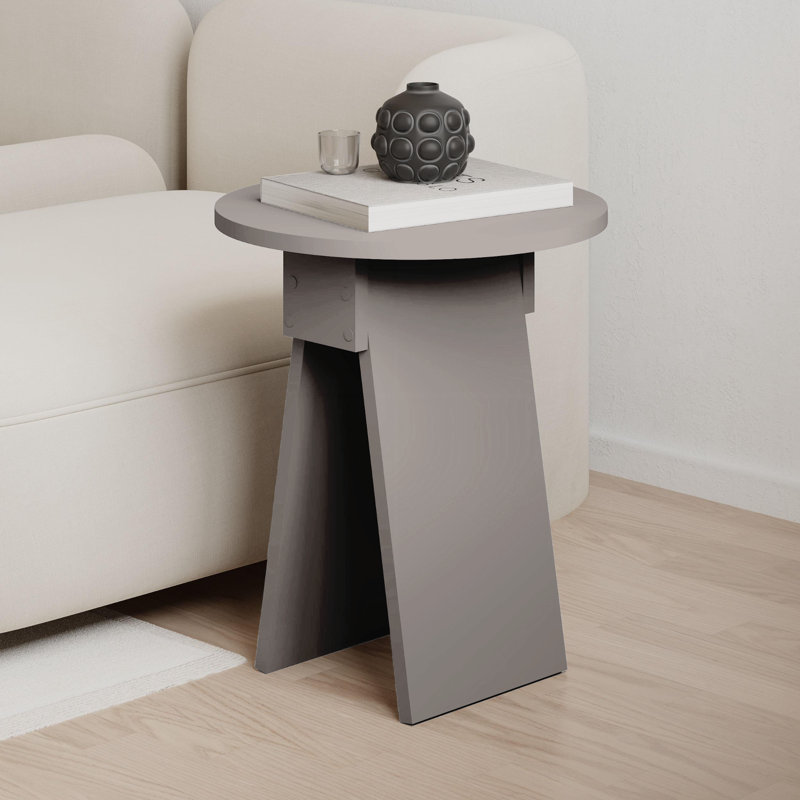 Chen Modern Side Table Minimalist with Round Top, Light Mocha