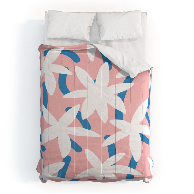 Édredon en coton rose / bleu standard, Grand édredon