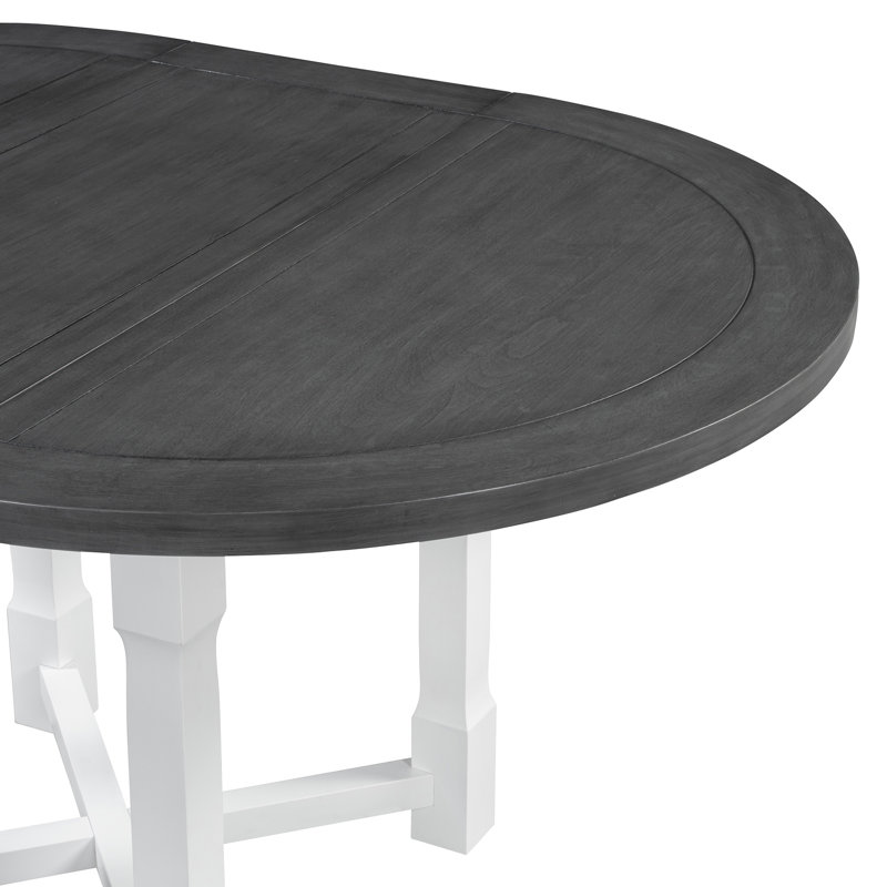 Ensemble de table de salle à manger extensible pour 4 personnes Trexm, Blanc, Beige, Gris