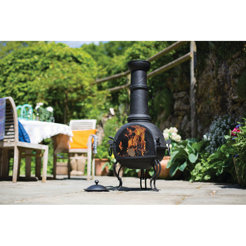 La Hacienda Murcia Large Steel Chimenea With Grill, 107 cm H x 43 cm W x 43 cm D