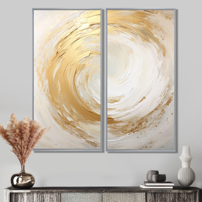 Vortex doux doré et doré I - toile d'art beige