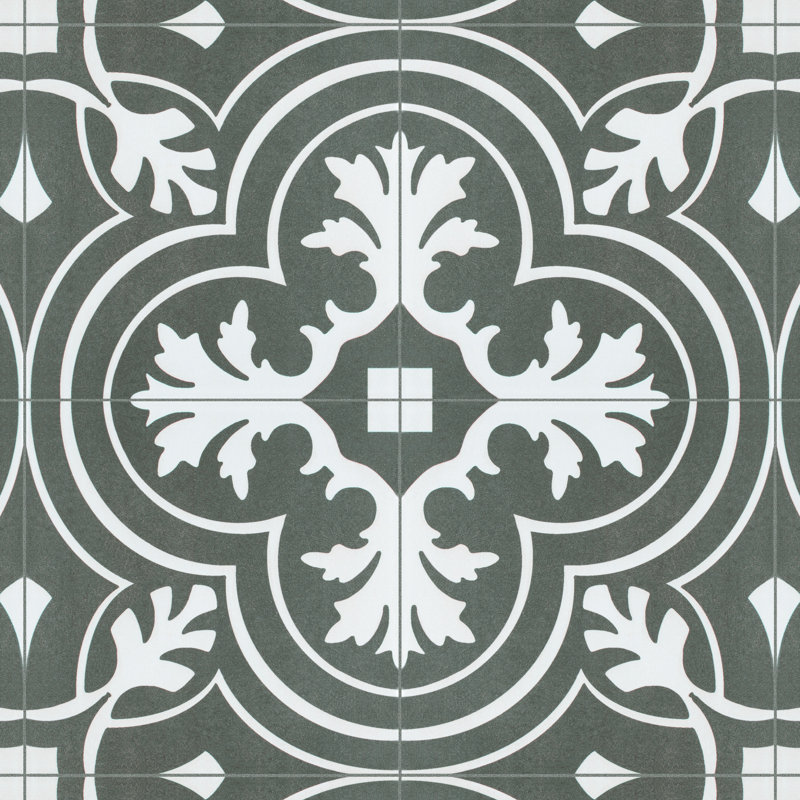 Twenties 8" x 8" Ceramic Patterned Wall and Floor Tile