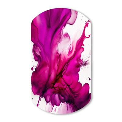 Ancien mystère in Viva magenta II - Art mural asymétrique abstrait en forme de cylindre à encre liquide