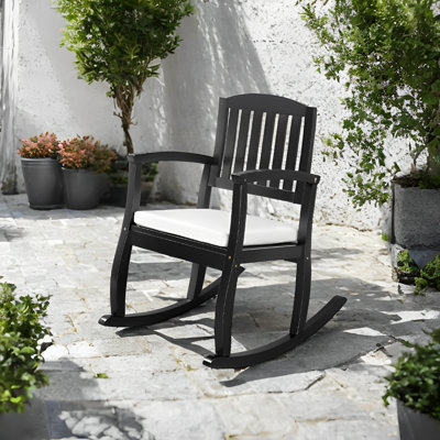 Classic Poplar Wood Rocking Chair With Cushion by Charlton Home