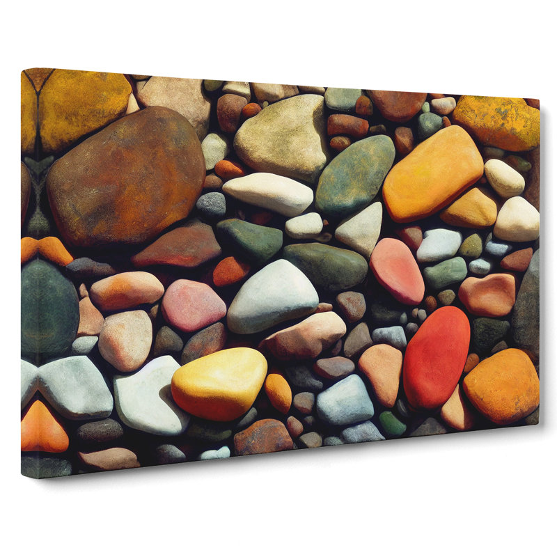 Unique River Pebbles - Wrapped Canvas, 50cm H x 76cm W x 3cm D