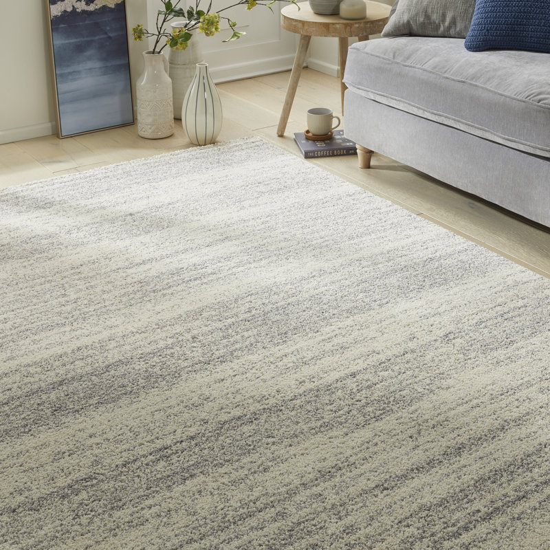Plush White Grey Area Rug, Rectangle 120 x 170 cm