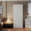 Armoire-penderie blanche de grande capacité de 78,74 po avec 2 tiroirs, tablettes de rangement et tringle