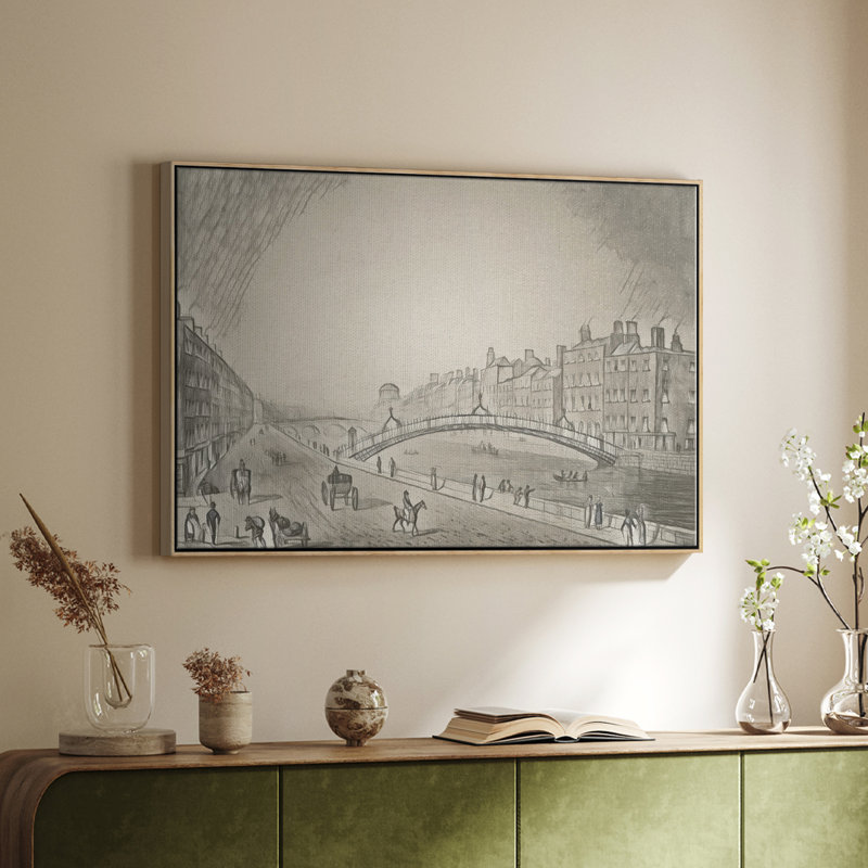Croquis rétro XLII - impression, H 17 po x l 25 po x P 2 po, Toile naturelle avec cadre flottant
