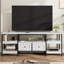 Meuble télé 63 po pour téléviseur de 65 po, centre de divertissement industriel avec 2 tiroirs, tablettes ouvertes et structure en métal-2123062679-1909381035