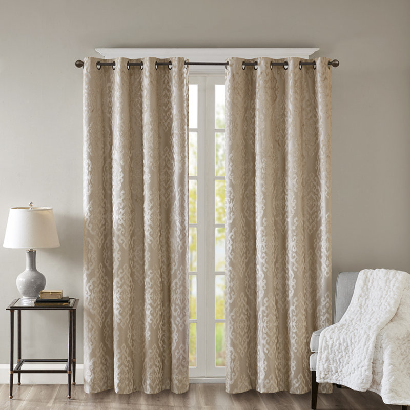 Rideau tricoté en jacquard damassé occultant avec œillets (seulement 1 panneau PC)