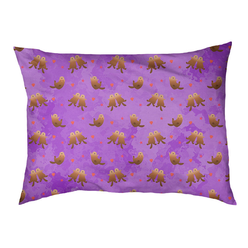Coussin d'extérieur Campion Sea Otters, Grand (l 42,5 po x P 32,5 po x H 14 po), Mauve clair / brun