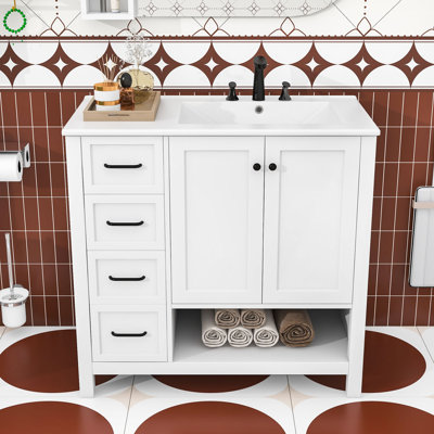 Meuble-lavabo élégant 36 po avec lavabo, rangement fermé