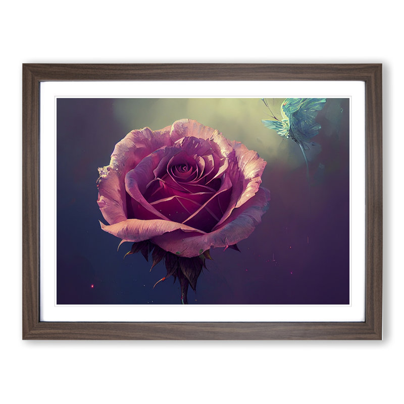 Euphoric Rose Flower - Framed Print, 46cm H x 64cm W x 2cm D, Walnut