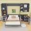 Grand lit escamotable avec canapé, tablettes de rangement et configuration de bureau-1839640727