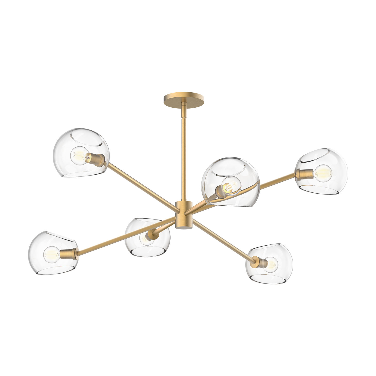 Willow 6 - Light Sputnik Chandelier, Brushed Gold, Clear