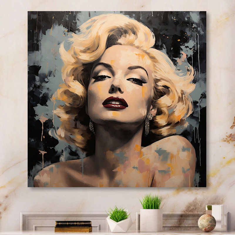 Iconic Celebrity Portrait Elegance - Art mural en métal Pop Art, H 36 po x l 36 po x P 1,5 po