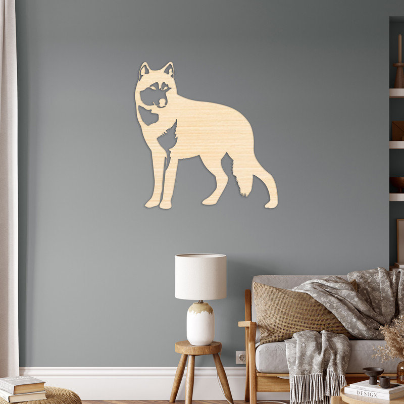 Décoration murale Silouhette of Wolf - ACM blanc (46 po x 44,66 po), H 32 po x l 31,1 po x P 0,25 po, Noir