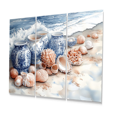 «Floral Beach Pottery» en bleu et blanc II