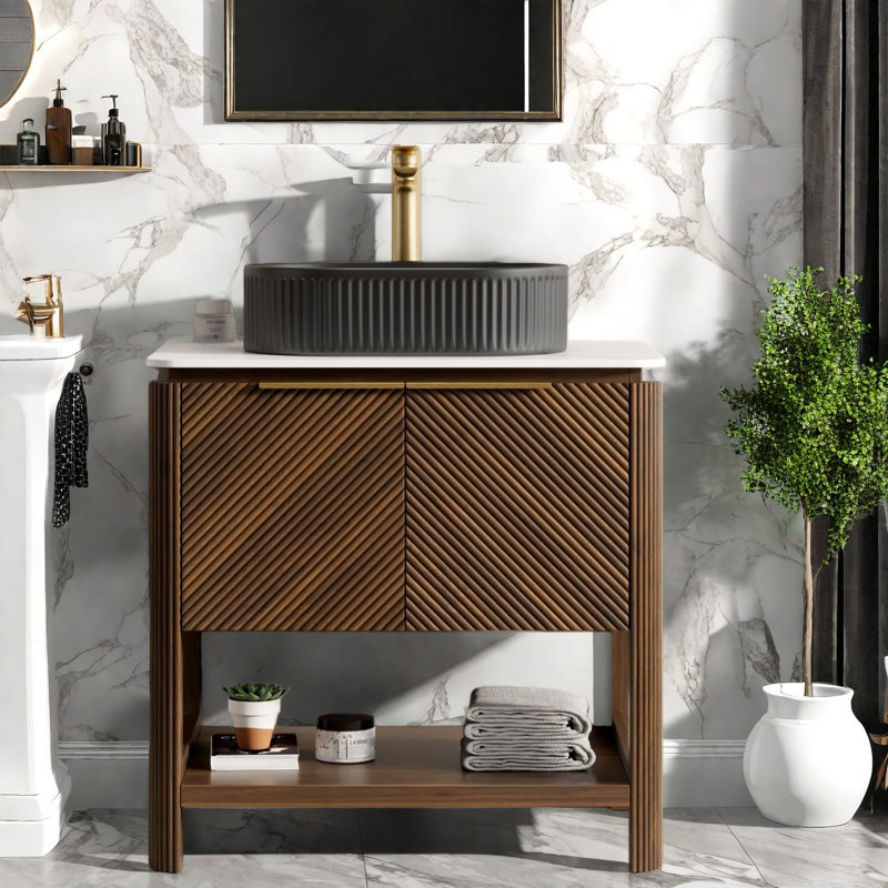 Meuble-lavabo moderne (doit inclure le meuble-lavabo et le lavabo) avec rangement