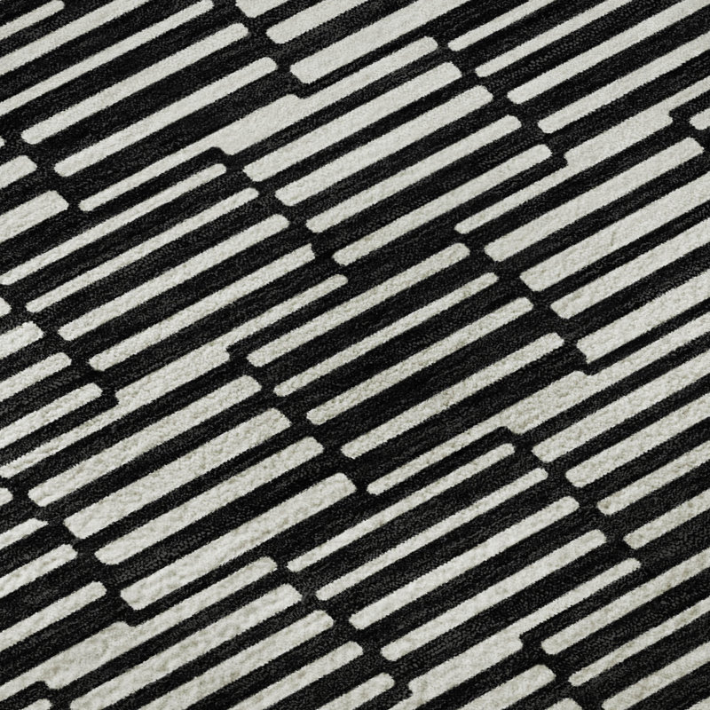 Premium Machine Washable Prisco Black Rug, Rectangle 3' x 5'