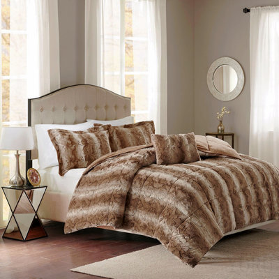 King 4pc Faux Fur Comforter Set