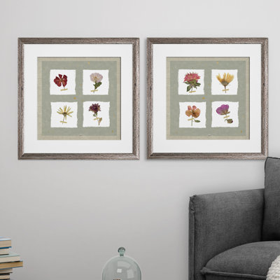 " Pressed Blooms I " 2 - Pieces