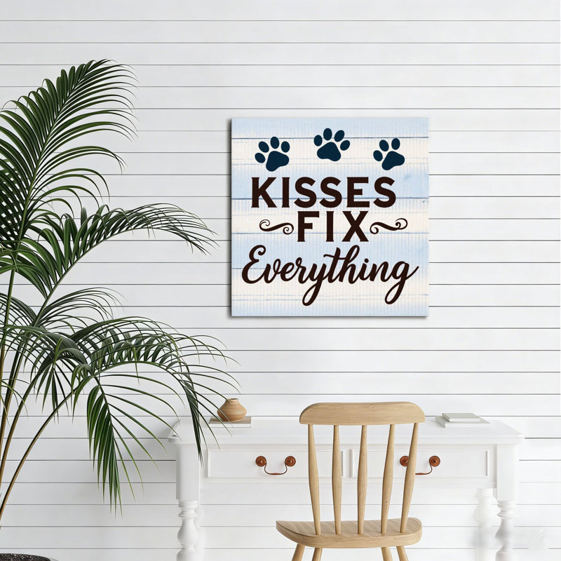 «Dog Paw Kisses», art mural sans cadre, 16 x 16