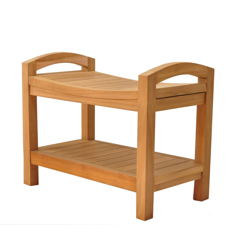 Spateak Grade-A Teak Wood Madrid Shower Seat 24" Outdoor Patio Stool Bench