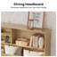 Structure de lit de ferme avec tête de lit bibliothèque et 4 tiroirs de rangement - Lit plateforme en bois rustique avec lumières DEL, aucun sommier nécessaire-1549220736-1544991954