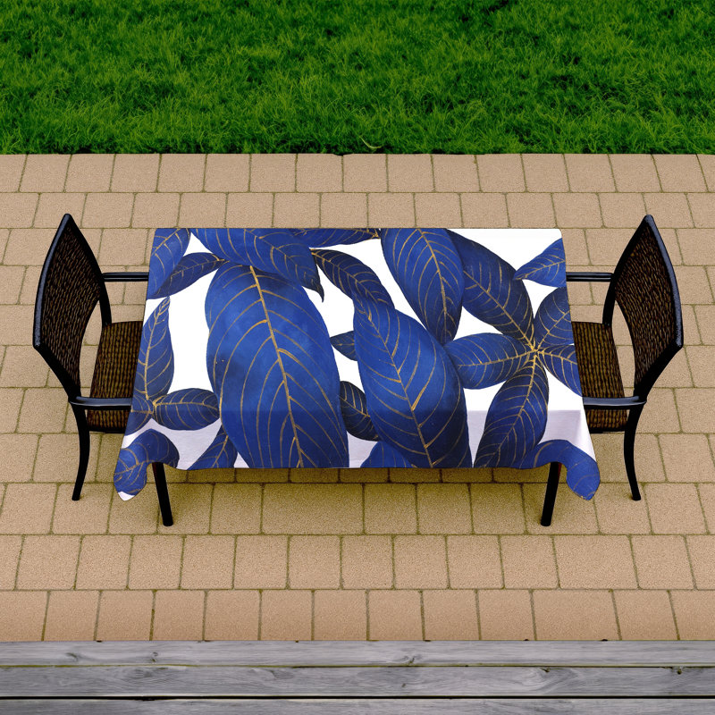 Abstract Modern Blue Leaves Tablecloth | Indoor/Outdoor Decor