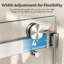 Porte de douche coulissante double sans cadre de 142 à 152 cm (L) x 198 cm (H), en verre trempé transparent de 10 mm, accessoires en acier inoxydable nickel brossé