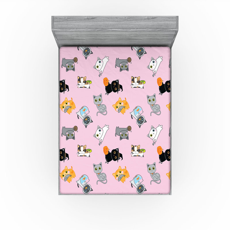 Ensemble de 2 draps-housse pour chat Ambesonne, Drap-housse de taille double