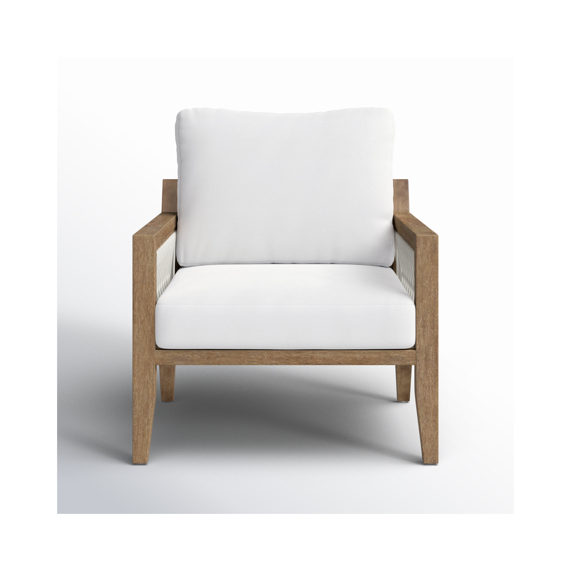 Rooney Outdoor Lounge Chair, Linen White, Light Brown