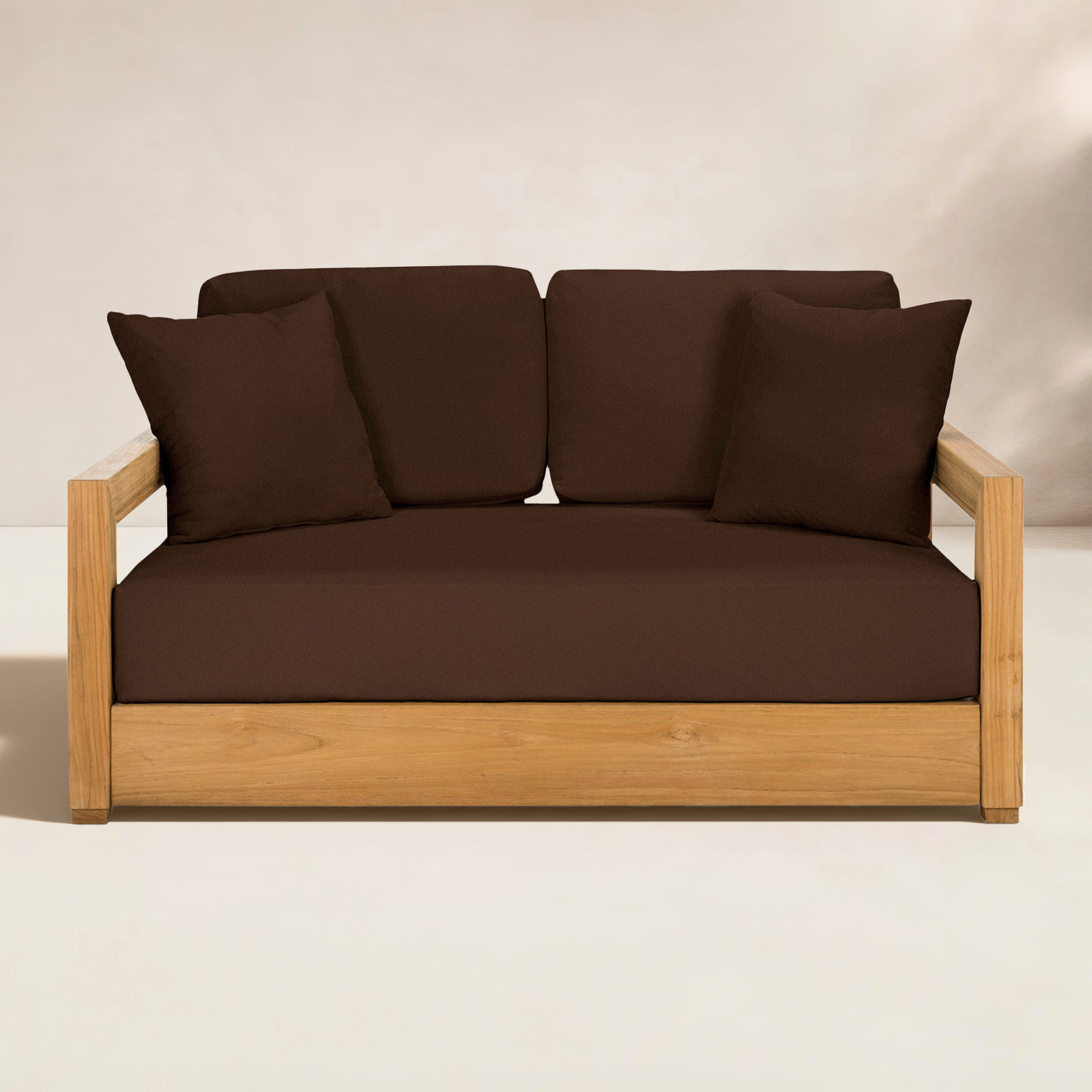 Melrose 53" Teak Outdoor Loveseat, Dark Brown