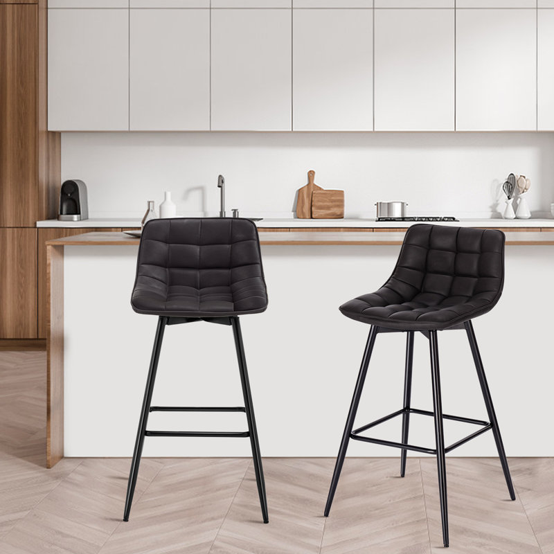Upholstered Counter Stool with Metal Frame, Anthracite, 2