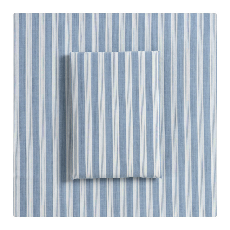 Simons French Blue Stripe Sheet Set, Twin Sheet Set with 1 Pillowcase