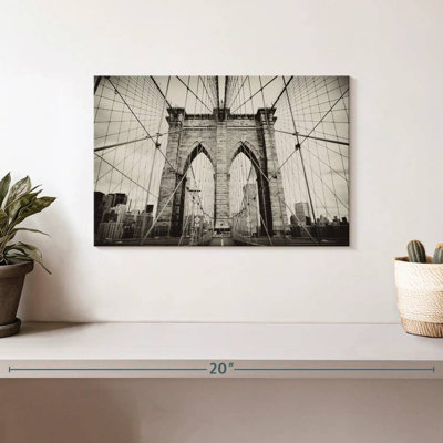 Impression sur toile, pont monochrome de Brooklyn
