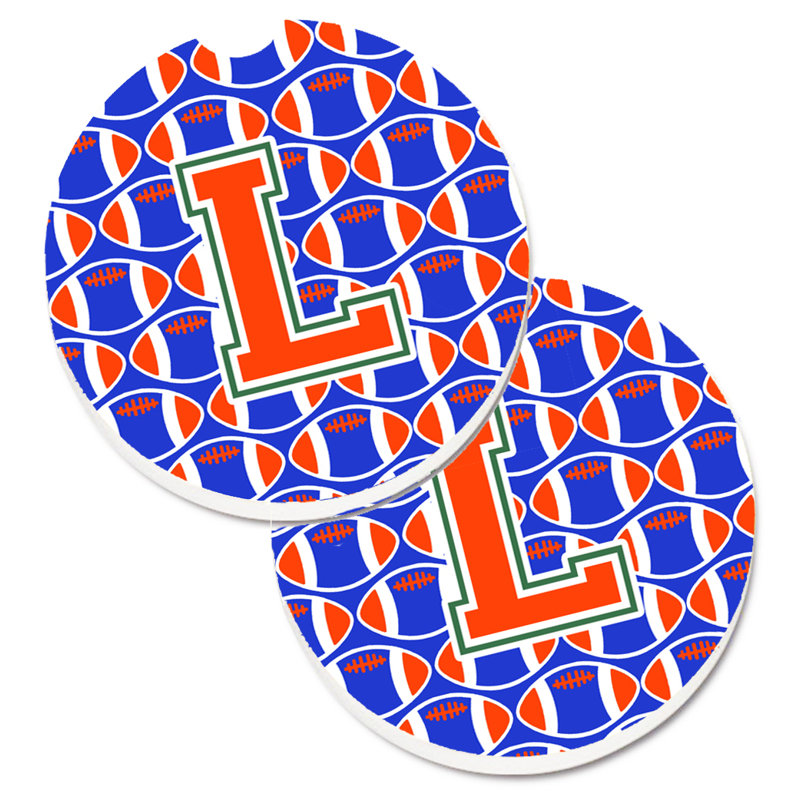 Sous-verre de football, L, Bleu / Orange