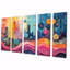New York dans des tons roses et bleus - ensemble d'art sur toile City New York-1386747611