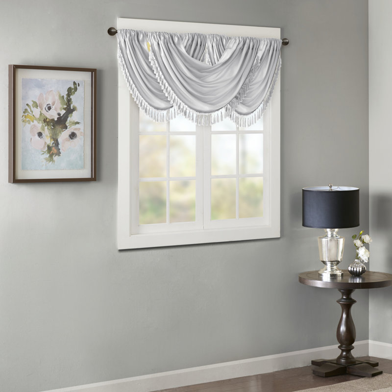 Cantonnière en fausse soie 38 po x 46 po Elena, Argent