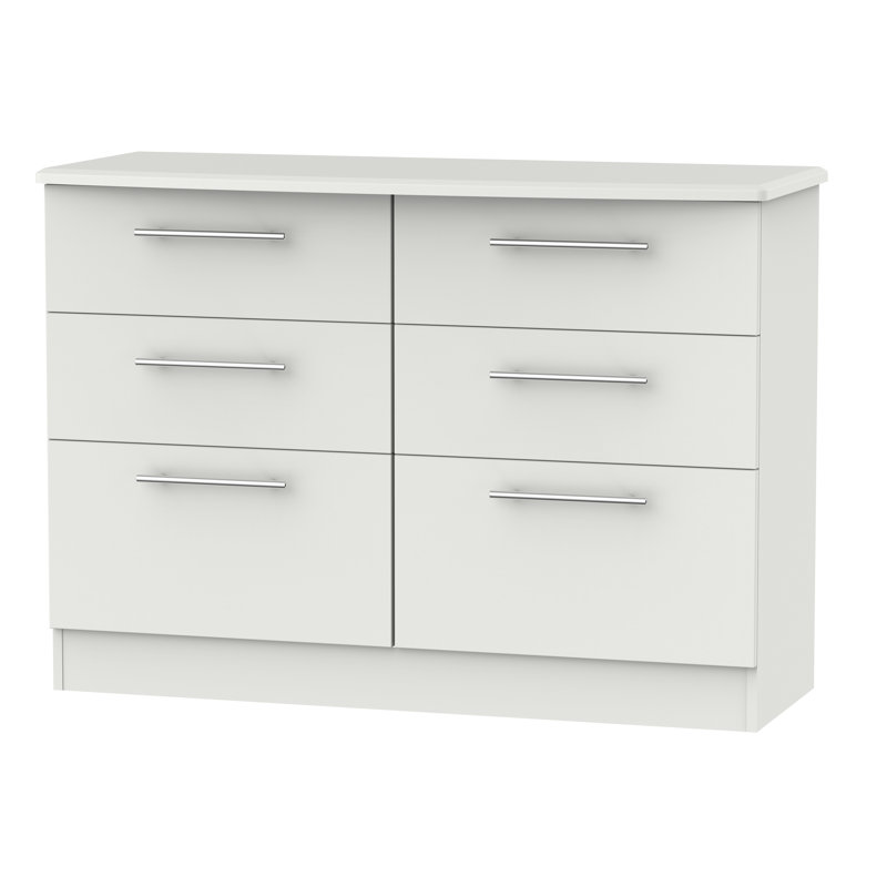 Fully Assembled Levine 6 Drawer Chest, Grey Matt