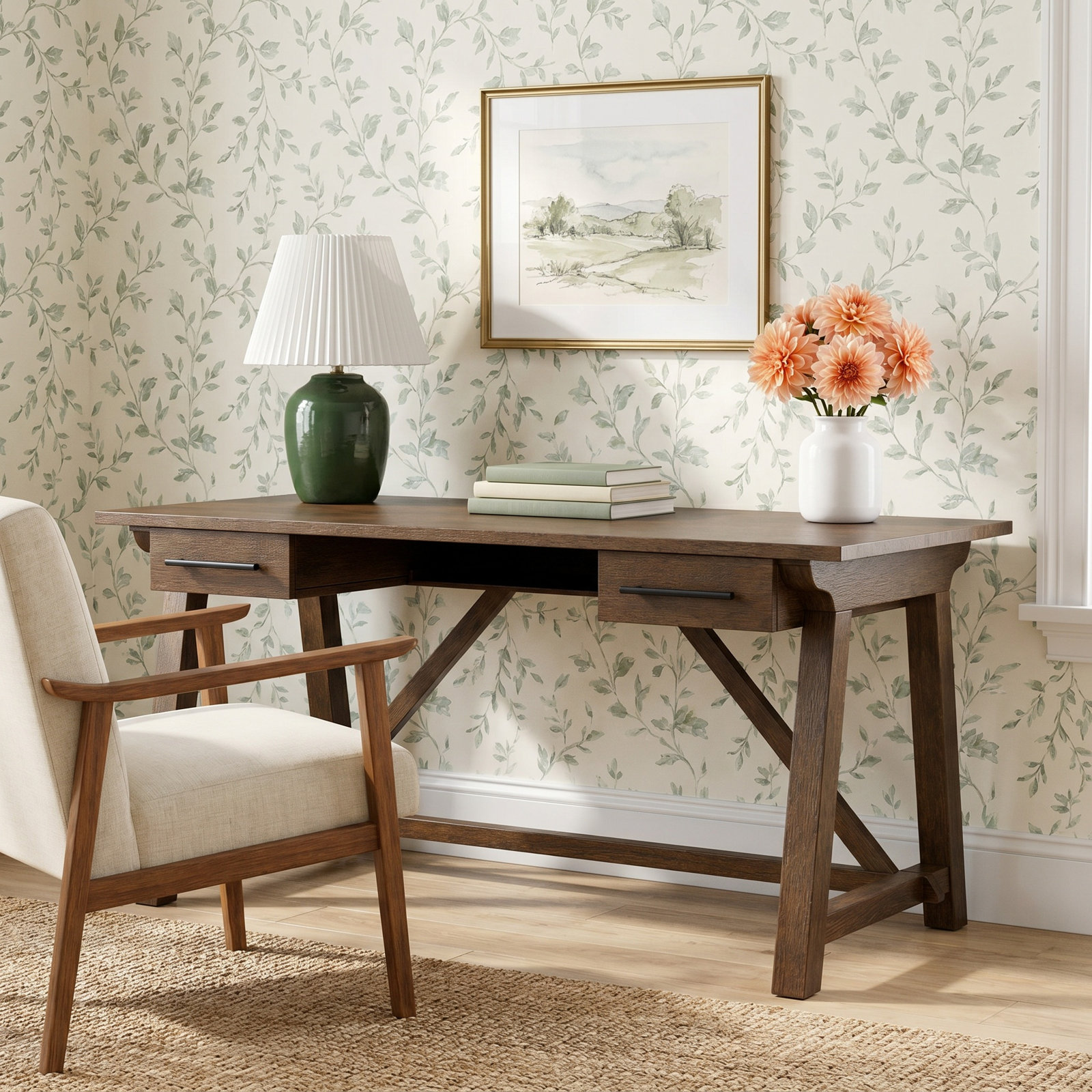Billie 68 " Oak Writing Desk