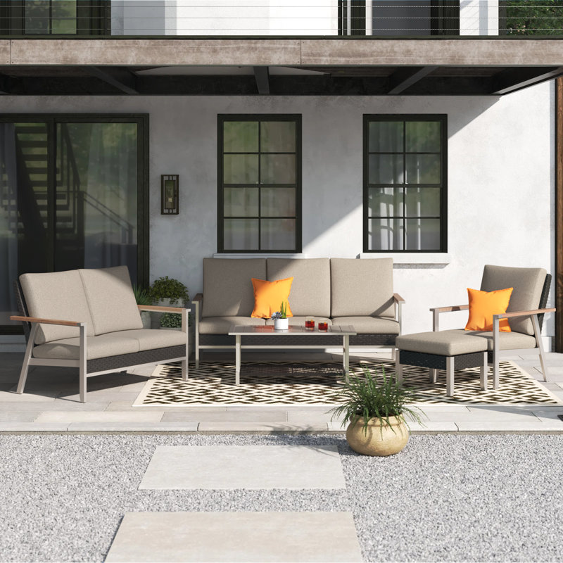 Bertolde 6 - Person Patio Conversation Set with Cushions
