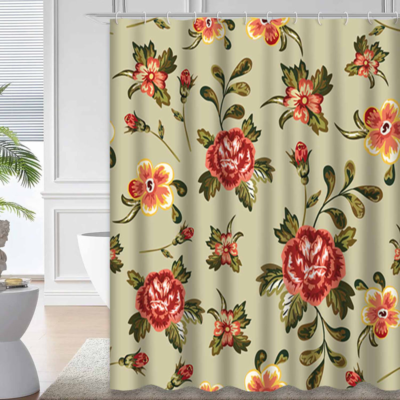 Rideau de douche imperméable à motif floral rétro avec 12 crochets Vintage Bloom, L 72 po x l 78 po