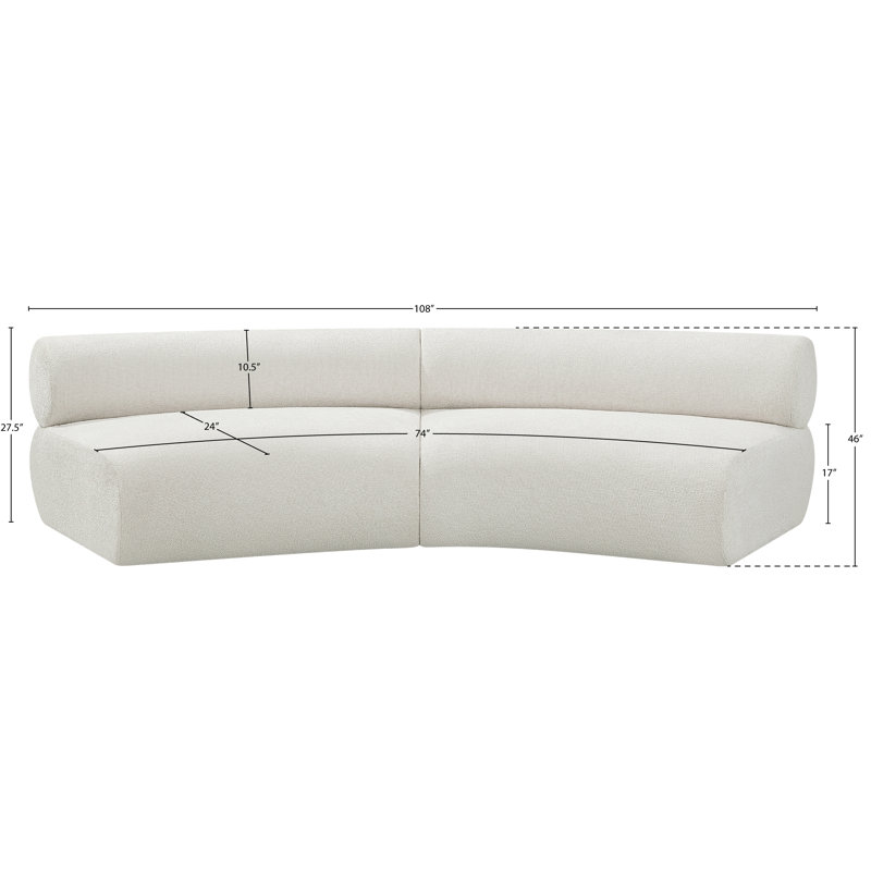 Canapé rembourré 108 po Bale, Tissu chenille crème